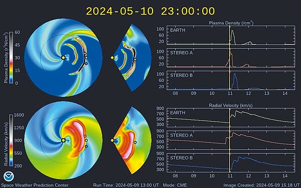 中央氣象署發布「地球磁暴」特報,預期11日凌晨至上午將有明顯地磁擾動事件發生,擾動將有明顯增強,並持續影響約24小時,最大規模甚至可能短暫達到強烈磁暴等級。(摘自報天文-中央氣象署粉絲專頁)