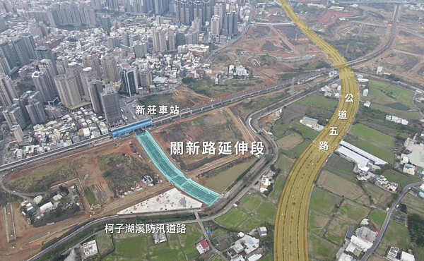 新竹市政府地政處指出,關新路延伸段僅施作至新竹市轄內柯子湖溪左岸防汛道路,剩餘路段為新竹縣轄管土地。圖/新竹市政府提供