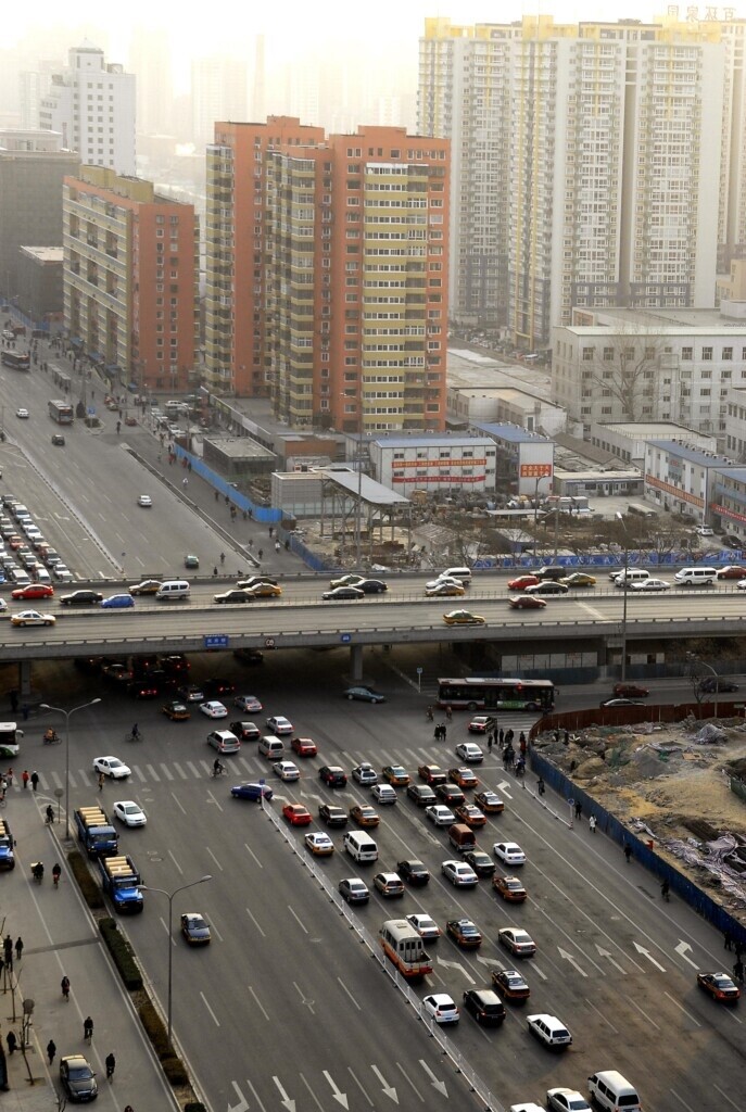 大陸房地產企業近年普遍出現財務困難，圖為北京街景。