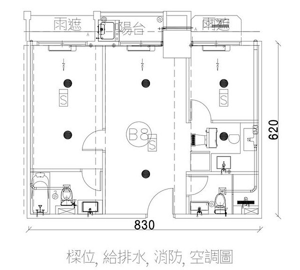 原PO兩房兩衛一陽台格局圖，室內坪數僅14.8坪。圖／翻攝自PTT