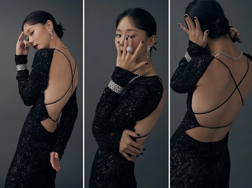 鍾瑤出席2024金鐘獎戲劇類紅毯,並以黑色洋裝搭配海瑞溫斯頓(Harry Winston)高級珠寶與氣質美背。圖/藝人團隊提供