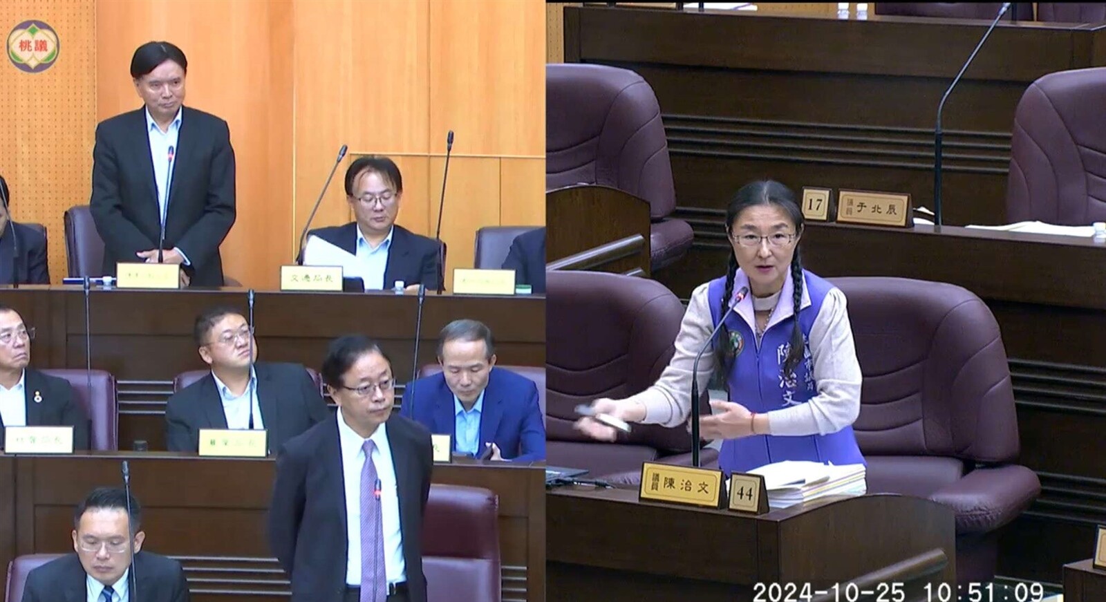 桃園市議員陳治文針對大溪區交通議題質詢。圖：黨團提供