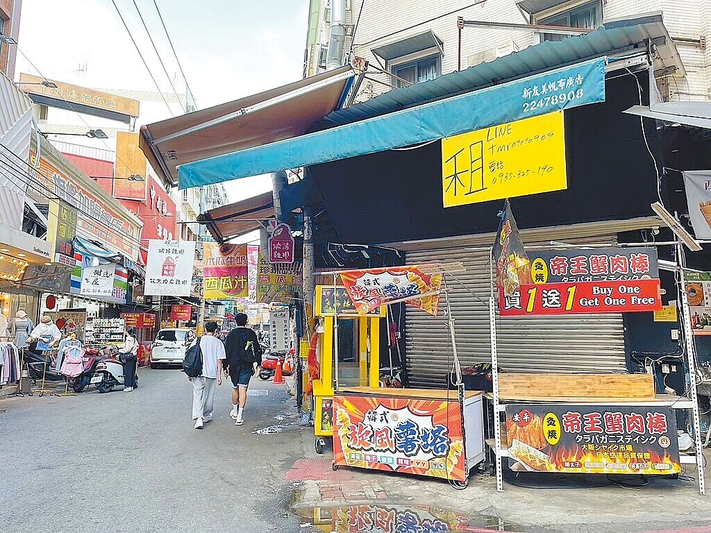 「逢甲夜市」曾是年收百億觀光財的台中之光,近年來處處可見店面出租廣告。圖/市議員林祈烽提供