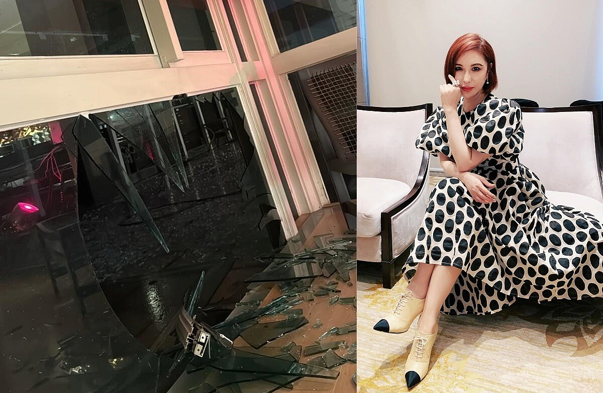 「麻辣天后」利菁位於內湖的住家受到颱風強烈波及。圖/截自利菁臉書