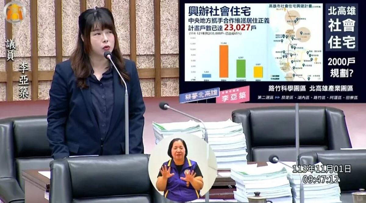 近年高雄房價高漲,議員李亞築關心北高雄社宅規畫進度。記者徐白櫻/翻攝