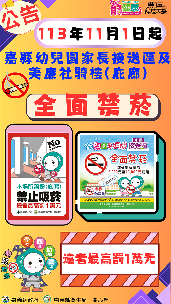 嘉義縣擴大禁菸區。圖/嘉義縣衛生局提供