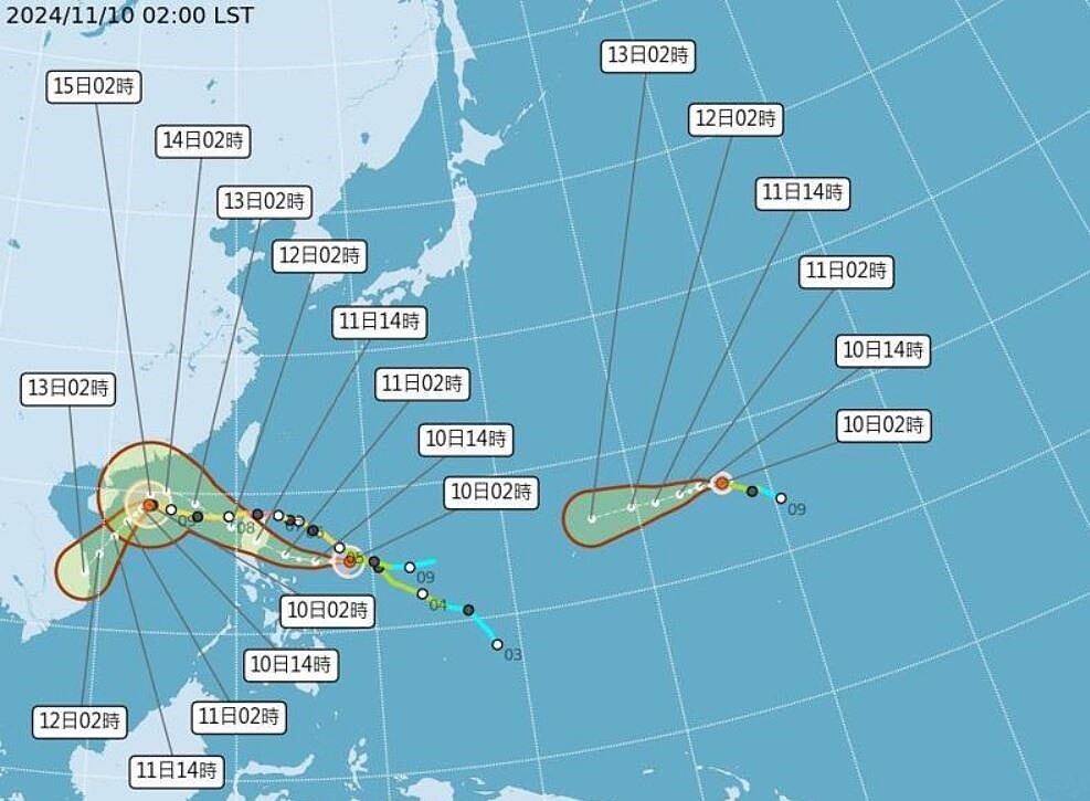 目前3颱共存。擷取自中央氣象署網站
