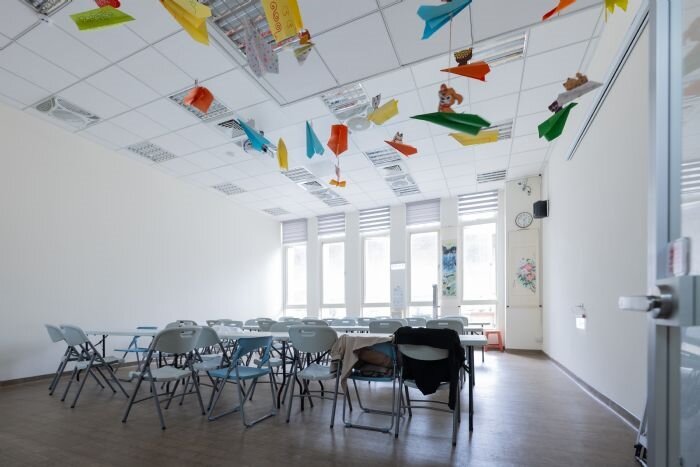 中山市民活動中心位於中山非營利幼兒園4樓，規劃有里辦公處、集會空間及活動式舞蹈室等多功能設施。圖：市府提供