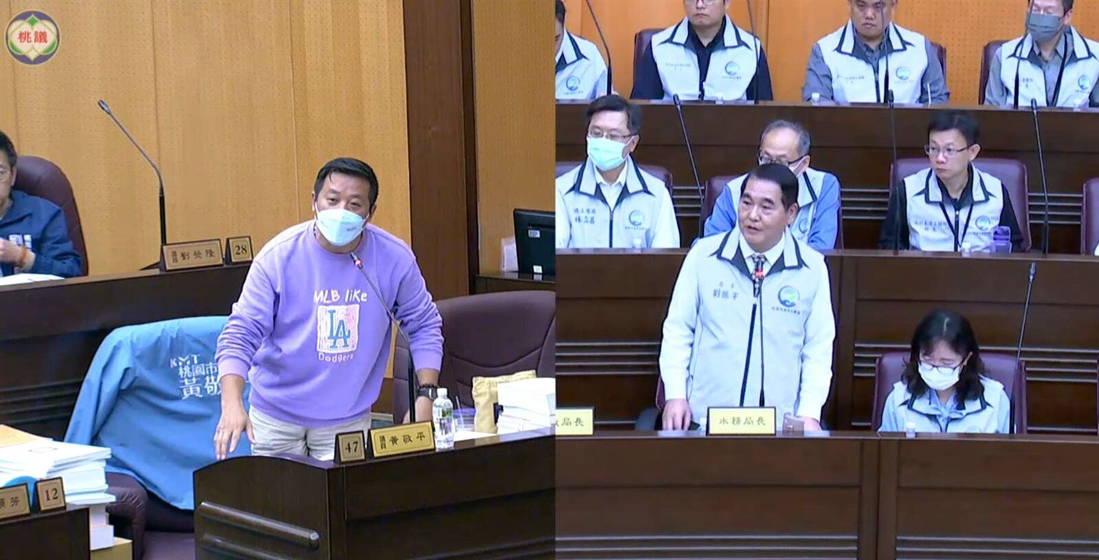 桃園市議員黃敬平審查水務局預算。圖:翻攝自桃園市議會