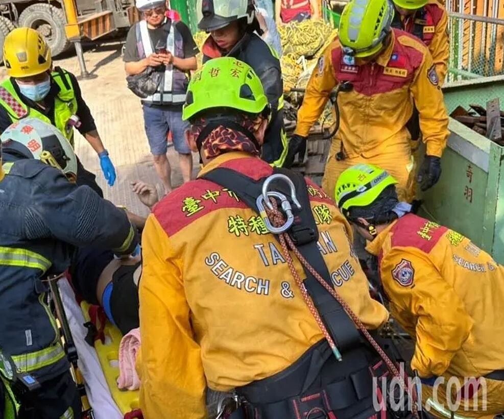 台中市西屯區市政北七路、惠中路一段的工地，傳工人墜落意外。圖／讀者提供
