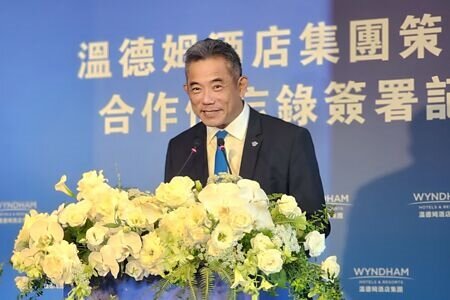 溫德姆酒店集團亞太區總裁黃俊安3日表示,溫德姆將全力拓展台灣飯店市場版圖。圖∕姚舜