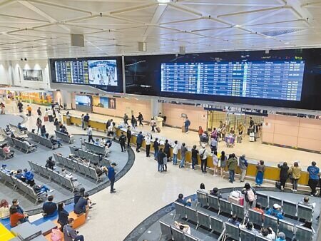 交通部觀光署統計,國際旅客來台截至12月3日已超過700萬人次,其中日本旅客占約118萬人次,為目前客源市場冠軍。圖為桃園機場入境大廳。(蔡明攝)