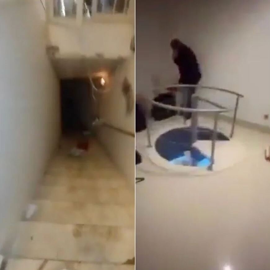 敘利亞前總統阿塞德弟弟馬赫家的地下密道被反抗軍曝光。圖/截自@ummukhayr和@YavuzSelim23_1在X的影音