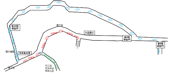 林安泰古厝周邊改道動線。圖/台北市交通管制工程處提供