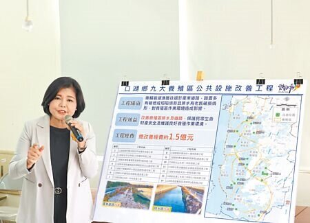 雲林縣口湖鄉設有9大養殖區,年產值逾4億元,縣府為改善區內作業環境,11日在口湖鄉舉辦「9大養殖區公共設施改善工程」施工說明會,確保水產養殖永續發展。(張朝欣攝)