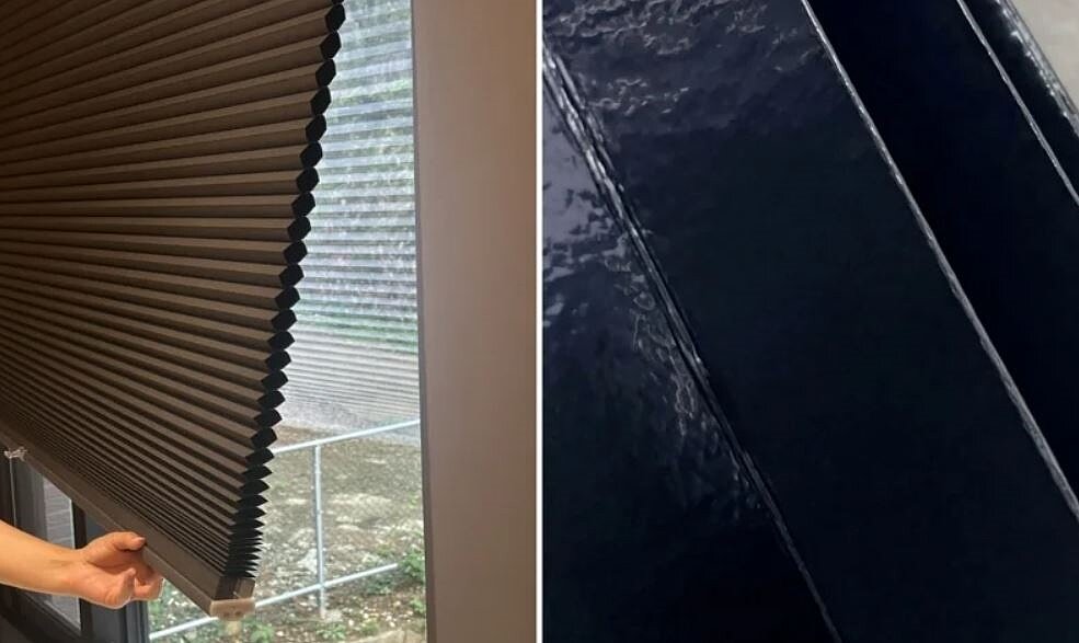 蜂巢簾的蜂巢氣格,具有阻隔溫度傳導的特性,內部帶有塗層的效果更佳,除了夏季節能降溫,冬天也能防止窗外滲入的寒氣凍人,有效維持室溫。圖/芮格居家提供