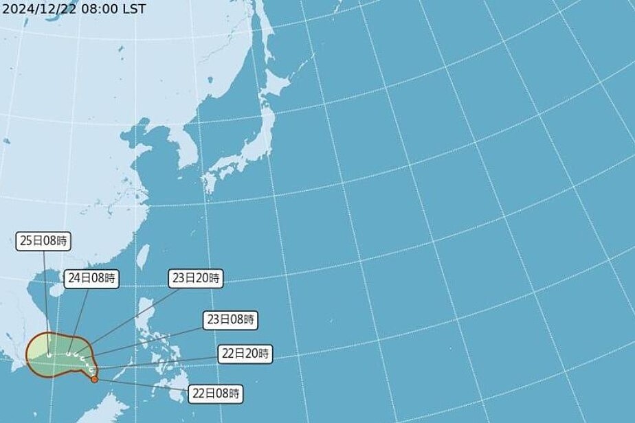 氣象署上午8時發布熱帶性低氣壓TD30生成。圖/擷取自中央氣象署網站