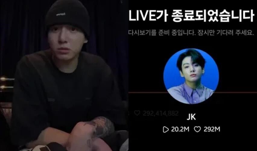 服役中的BTS柾國趁休假直播與粉絲互動。(圖/摘自Weverse)