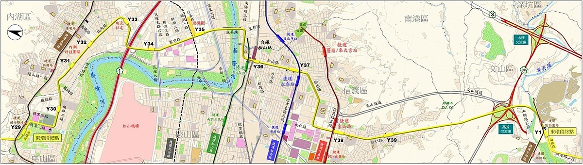 環狀線東環段路線圖。圖/台北市捷運局提供