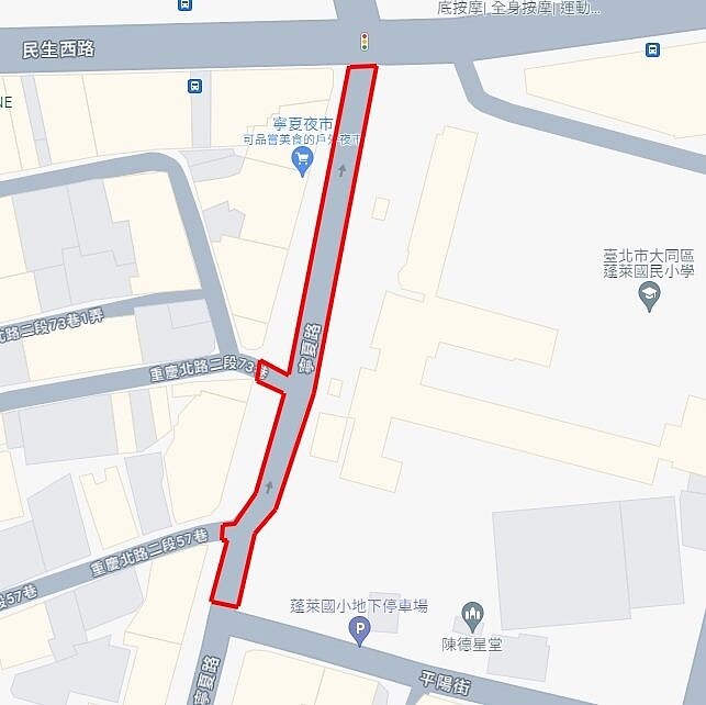 寧夏路施工範圍。圖／台北市新工處提供