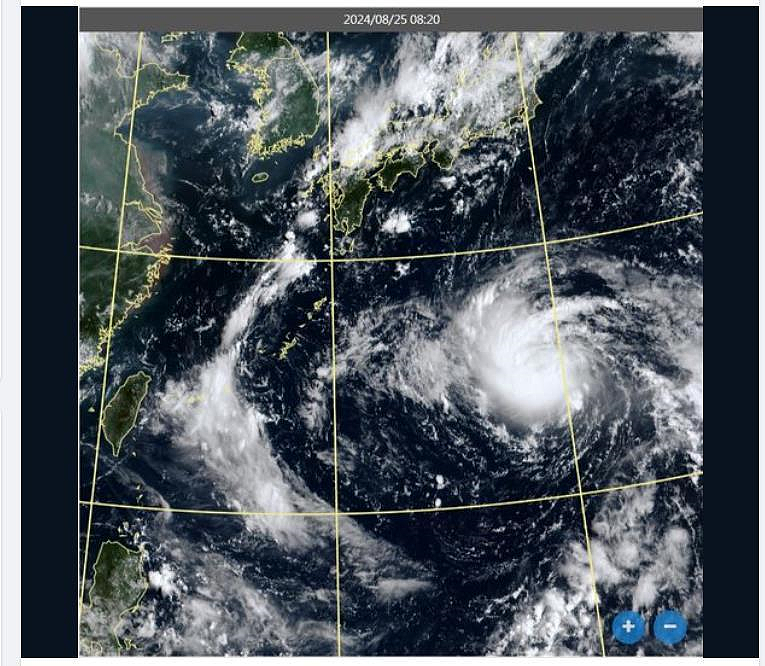 中颱珊珊雲系不小,旋轉特徵也很明顯。擷取自鄭明典臉書