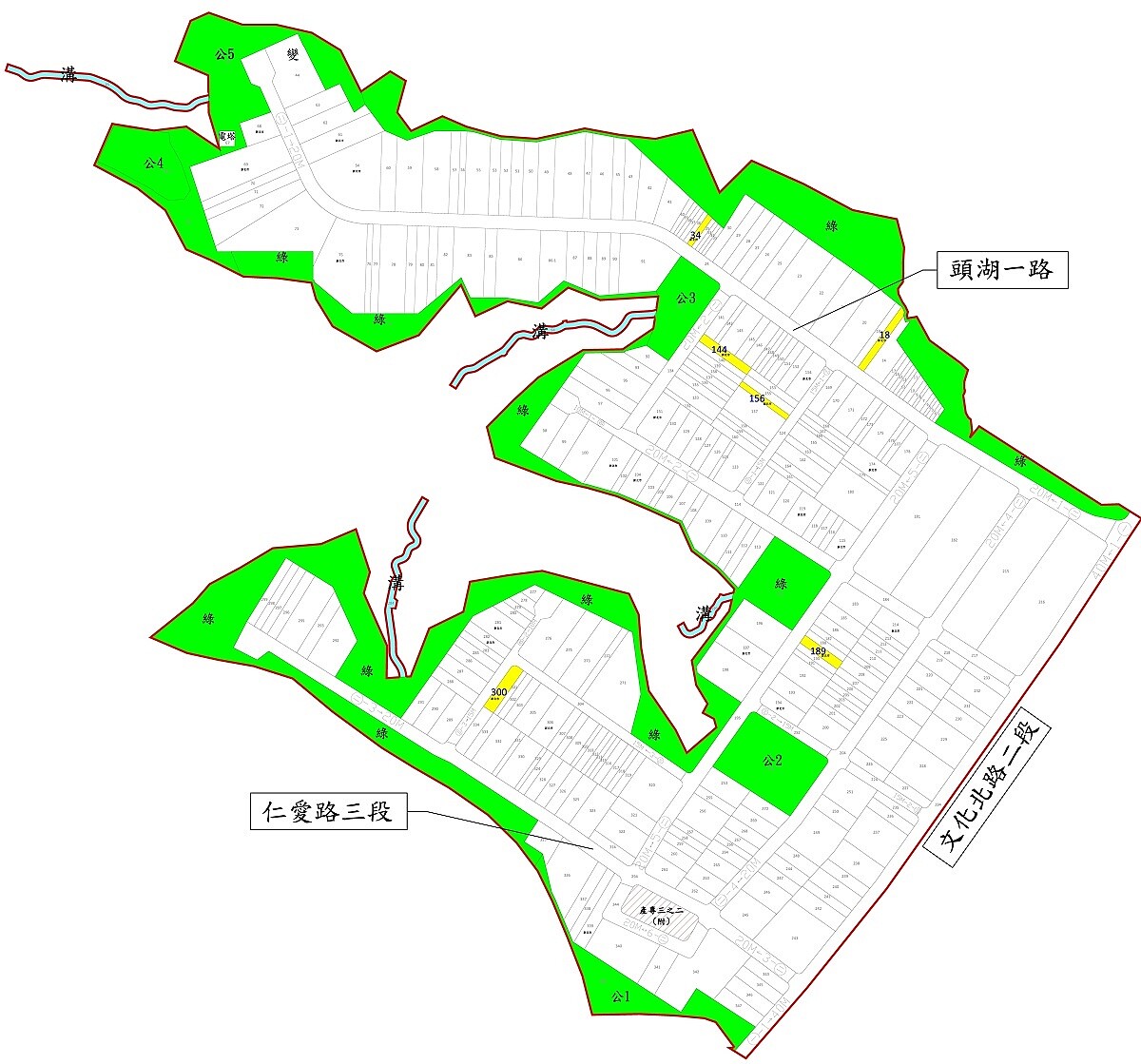 黃色區塊為本次標售的抵費地。圖/新北市地政局提供