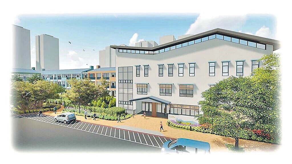 板橋浮洲旗艦型非營利幼兒園規畫招收約400名幼生,因工程二度流標,新北市教育局追加1.6億餘元預算、增至近5.5億元,力拚順利發包。圖為校舍模擬圖。(新北市教育局提供)