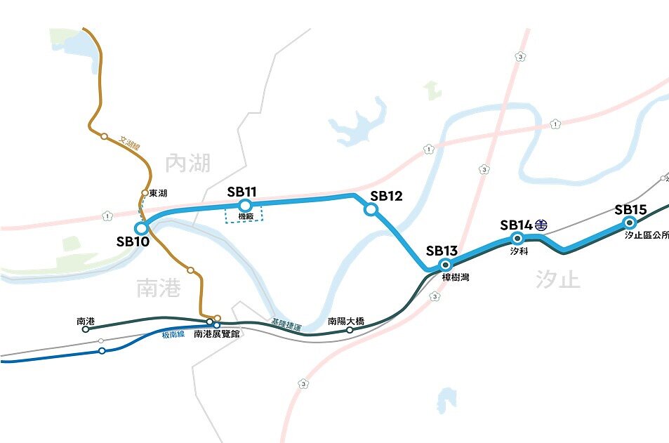 捷運汐東線路線圖。圖/新北捷運局提供