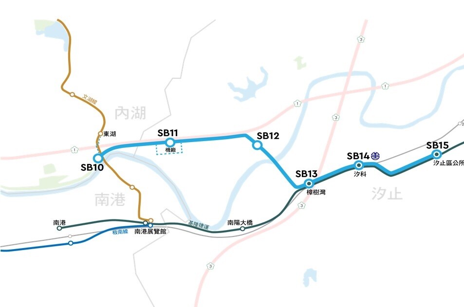 捷運汐東線路線圖，圖片新北市政府提供