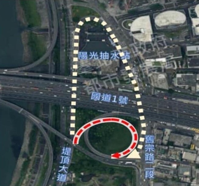 內科塞車提解方,北市府將施工增一處上堤頂大橋的北上引道,明年完工後可讓內科下班尖峰,上高速公路車流更快紓解,估可減堤頂大道3至5分鐘通勤時間。圖/議員李明賢提供