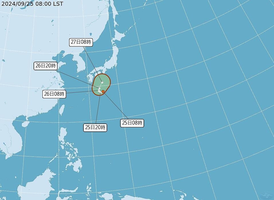 第20號熱帶性低氣壓TD20上午8時生成,日本氣象廳中午發布增強為今年第16號颱風「西馬隆」。圖/擷取自中央氣象署網站