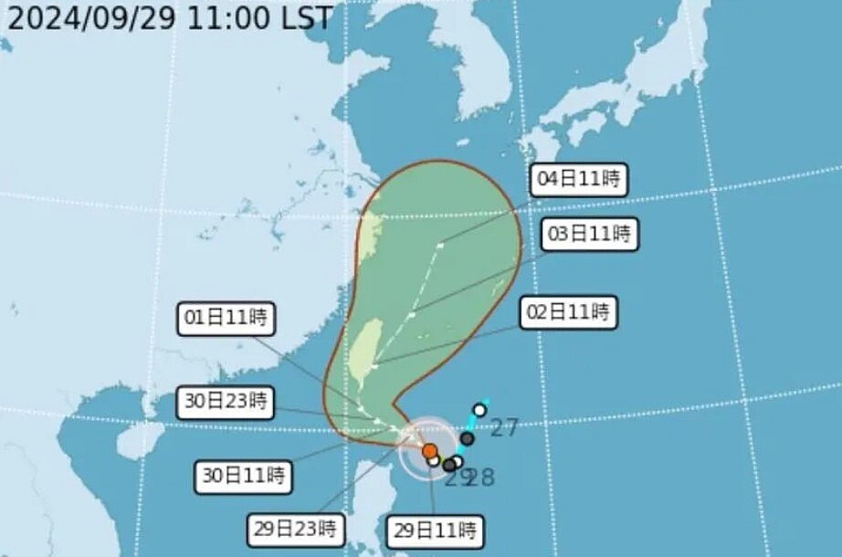 山陀兒來勢洶洶，中央氣象署已發布海上颱風警報。圖／取自中央氣象署網站
