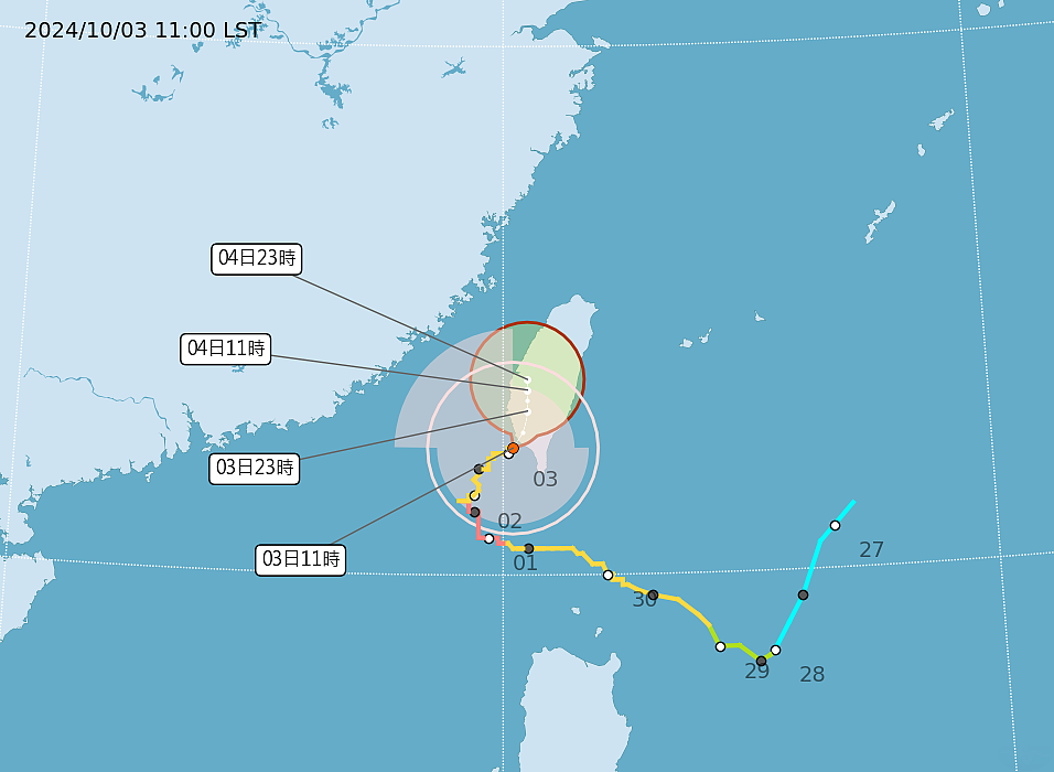 最新路徑潛勢圖/中央氣象署提供