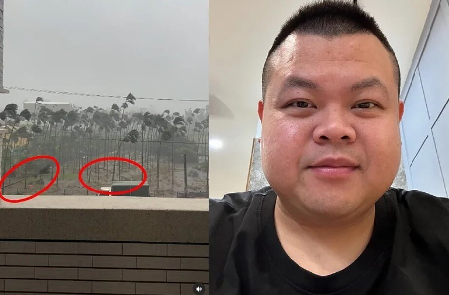 大蛇丸分享窗外強風豪雨畫面。圖／截自IG／jam_cutepig
