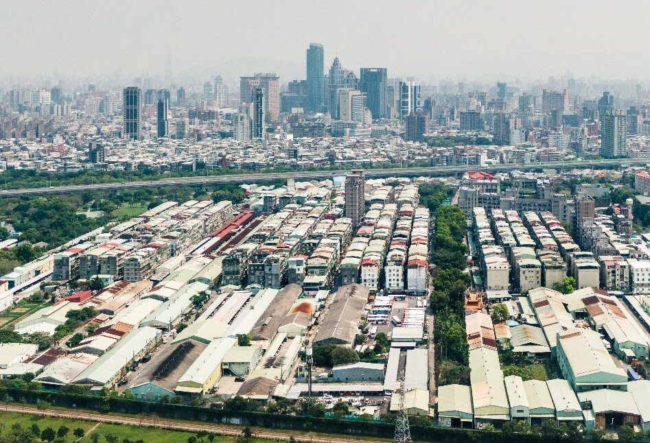 板橋浮洲現況空拍示意圖，圖片新北市都市更新處提供