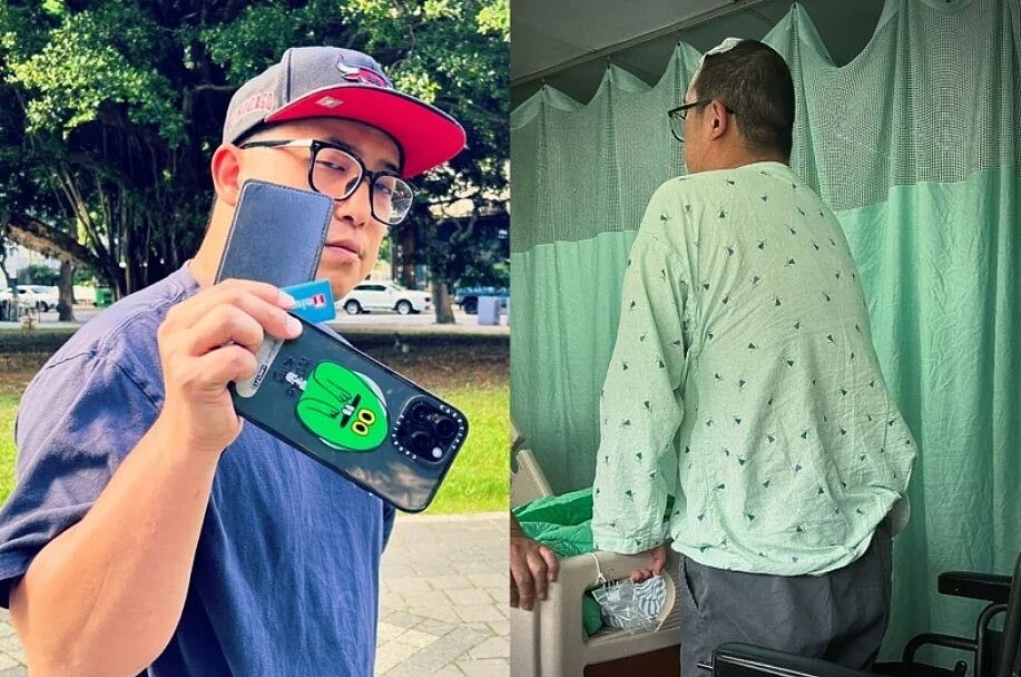 安森9月車禍重傷,清醒後持續復健。圖/擷自臉書默森夫妻旅遊生活頻道