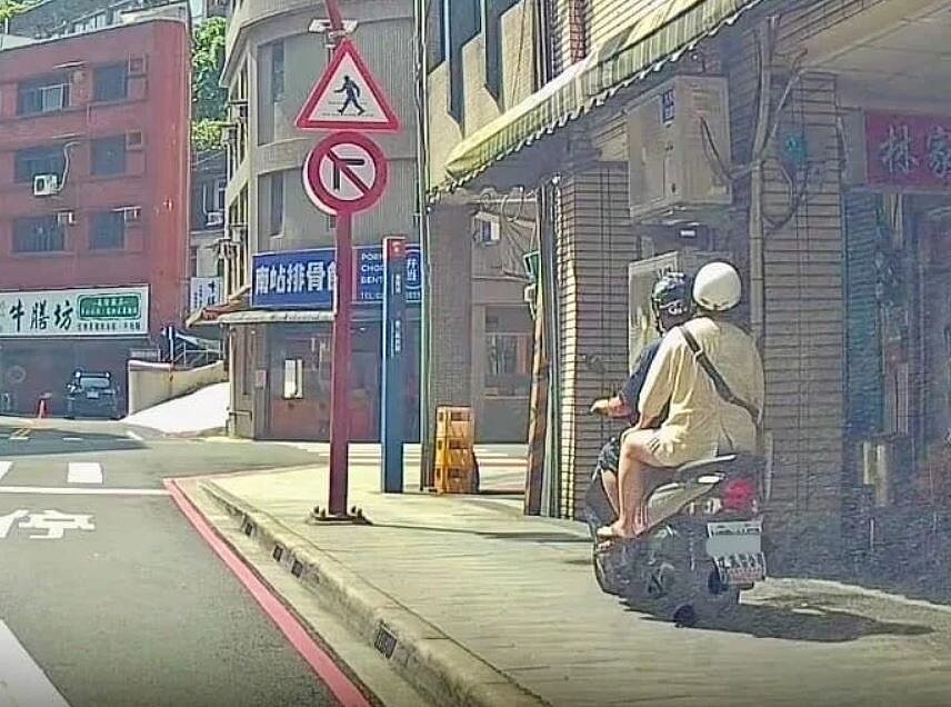 基隆市警察局今天起，加強取締車輛行駛騎樓、人行道的行為，違者將依道路交通管理處罰條例處600元至1800元罰鍰。圖／交通隊提供
