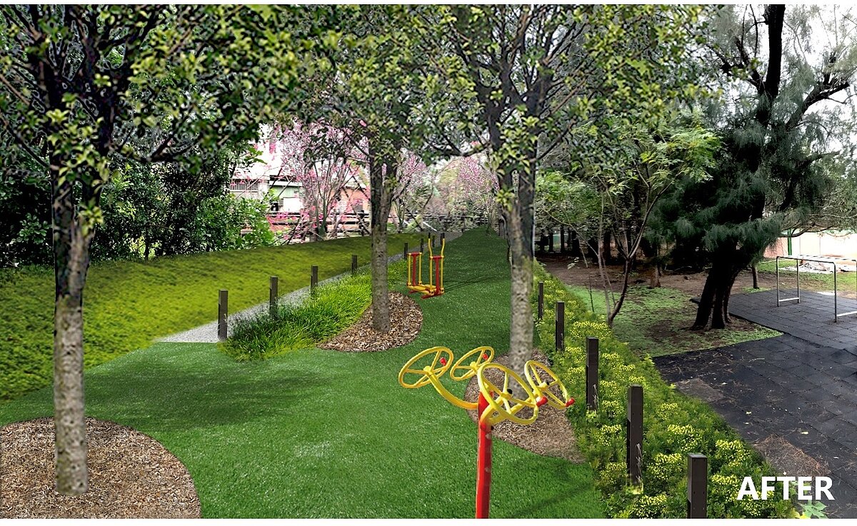 汀甫圳東園國小段步道改善工程開工。圖/新竹市都發處提供