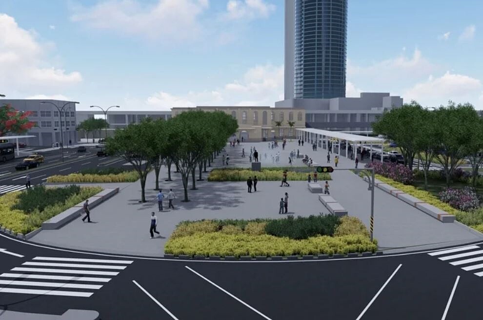 台南火車站前廣場將改造,市府設計以人為本的友善空間。圖/南市交通局提供
