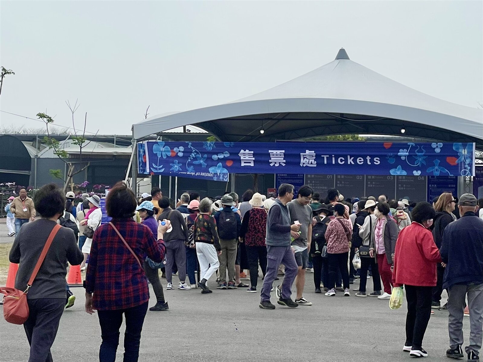 昨為2025亞太蘭花會議暨台灣國際蘭展開幕後第1個上班日,依舊有大批遊客排隊等待購票。記者萬于甄/攝影