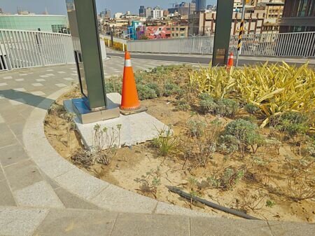 高雄車站天棚於去年底啟用,卻遭民眾揪出不少施工細節有待加強,鐵道局回應持續進行改善。(任義宇攝)