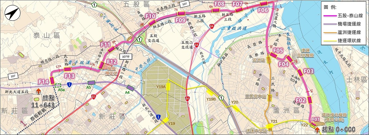 五泰輕軌路線圖。圖／新北市捷運工程局提供