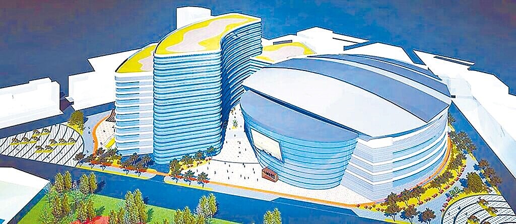 新北市體育局透過BOT方式,規畫將板橋第二運動場打造成可容納1萬人以上的「新北小巨蛋」。圖為模擬圖。(新北市體育局提供/陳慰慈新北傳真)