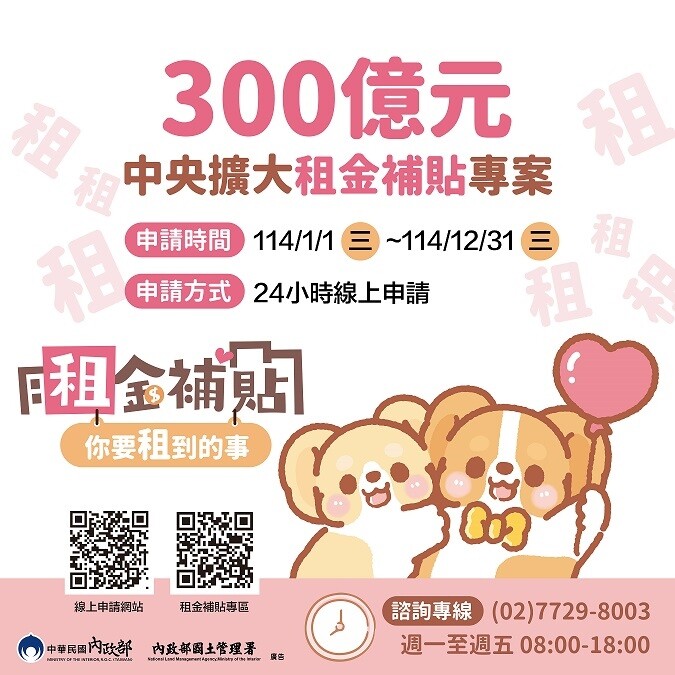 ▼2025年度的300億元租補專案計畫元旦即開始受理。（圖／國土署提供）