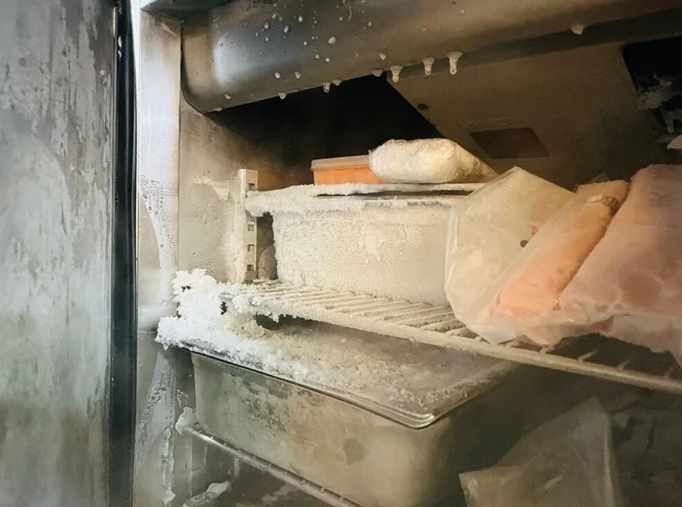 北市衛生局前往上引水產稽查,現場查有冰箱結霜、未提供進貨單據的缺失事項,已責令業者1月6日前改善。圖/北市衛生局提供