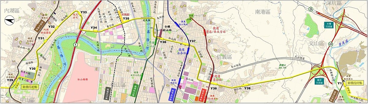 台北捷運環狀線力拚改善內湖交通問題,東環段全線設置10站,其中5站位在內科,捷運站出入口包含洲子2號公園、大港墘公園、瑞光公園等。圖/取自台北市捷運局官網