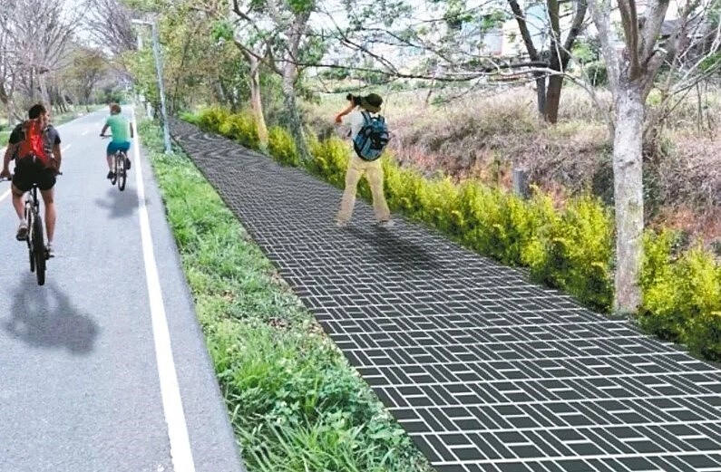 台中市潭雅神綠園道新增3.8公里人行道,人車分道示意圖。圖/立委楊瓊瓔提供