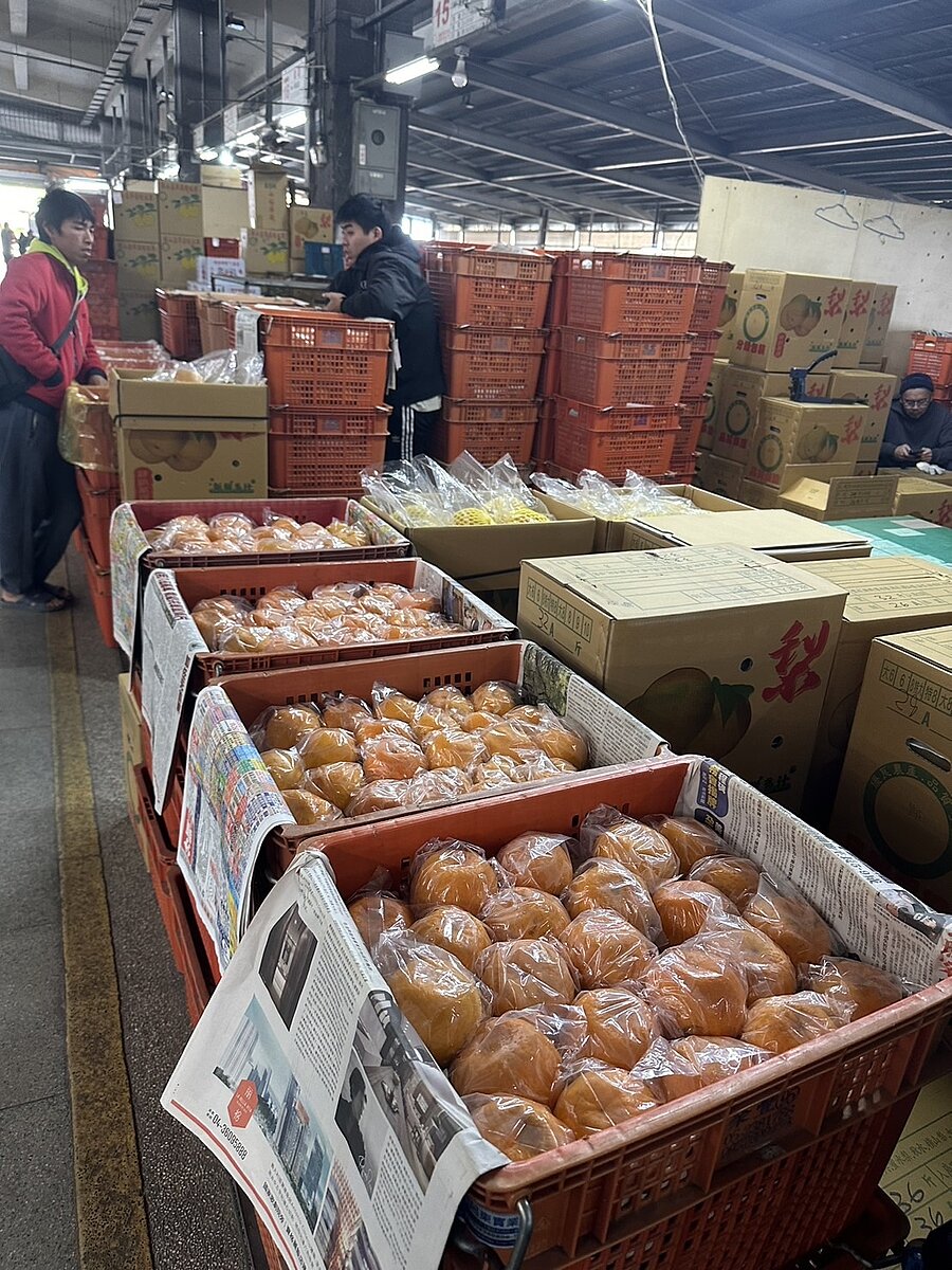 嘉市果菜市場年節前交易熱絡,量價齊揚。記者魯永明/攝影