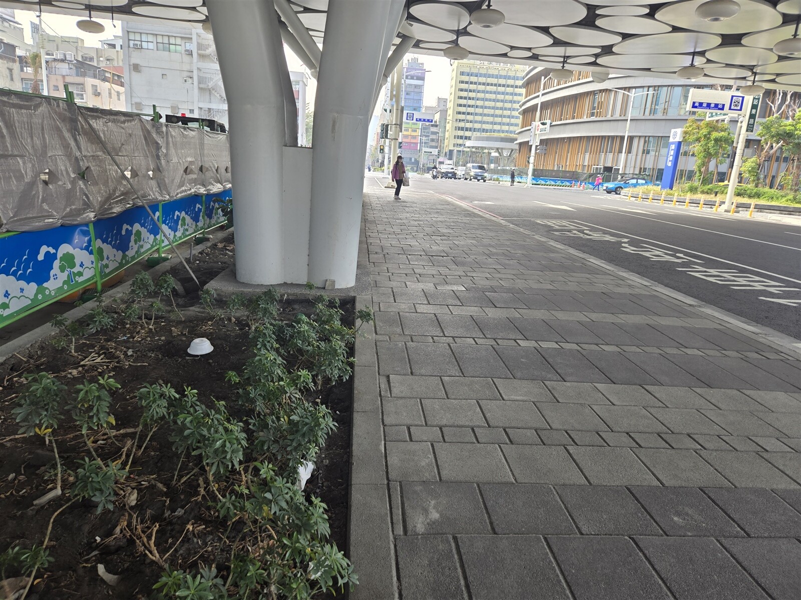 台鐵高雄車站雲頂天棚底下的花圃，常遭民眾丟棄垃圾，除了菸蒂甚至有保麗龍碗及衛生紙團。記者王勇超／攝影 