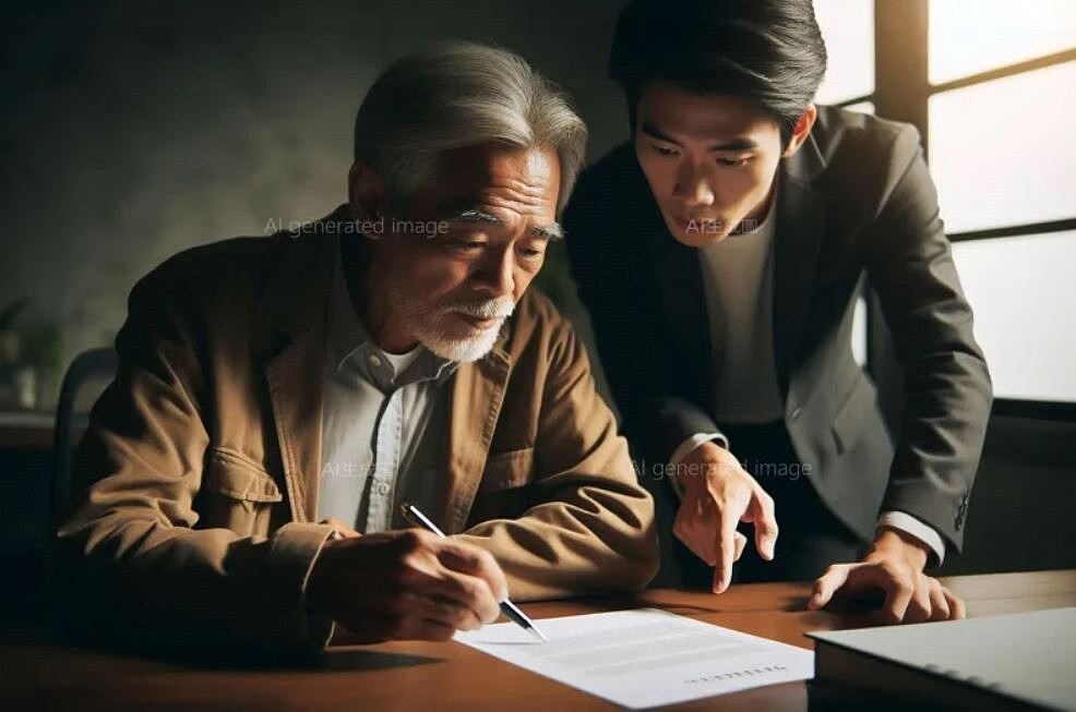 「台版地面師」詐騙頻傳,詐騙集團夥同有牌的代書設局,專找有不動產的老人家下手。示意圖。圖/AI生成